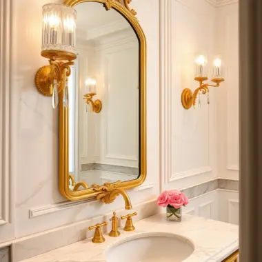 Bathroom gold accents ideas 1