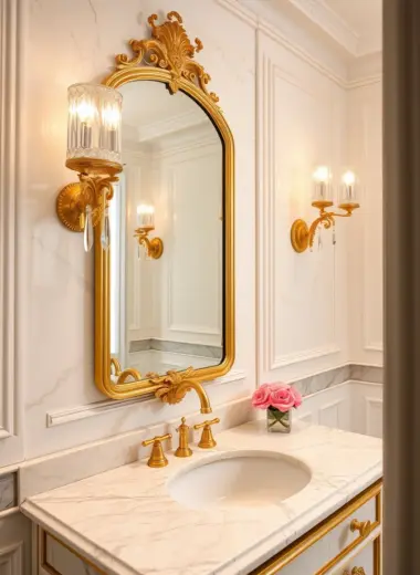 Bathroom gold accents ideas 1