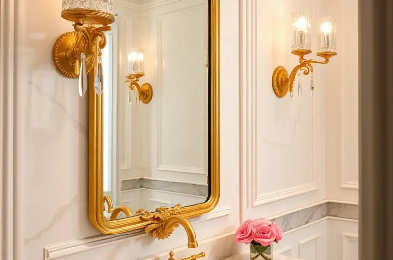 Bathroom gold accents ideas 1