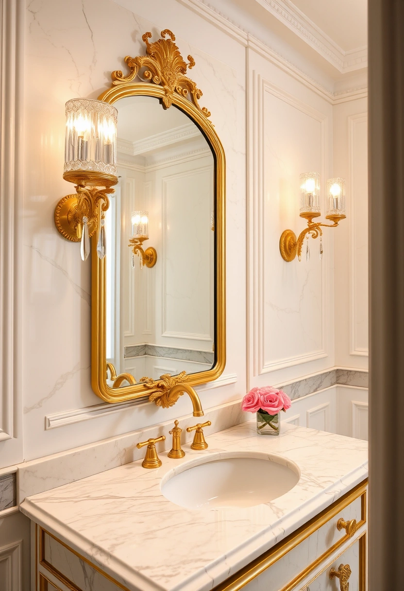 Bathroom gold accents ideas 1
