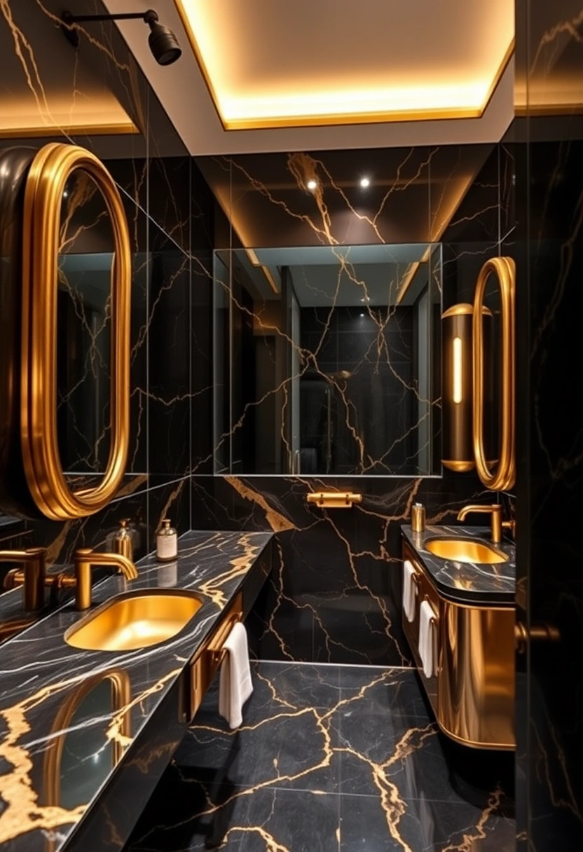 Bathroom gold accents ideas 10