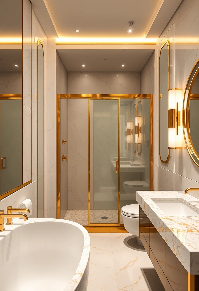 Bathroom gold accents ideas 2