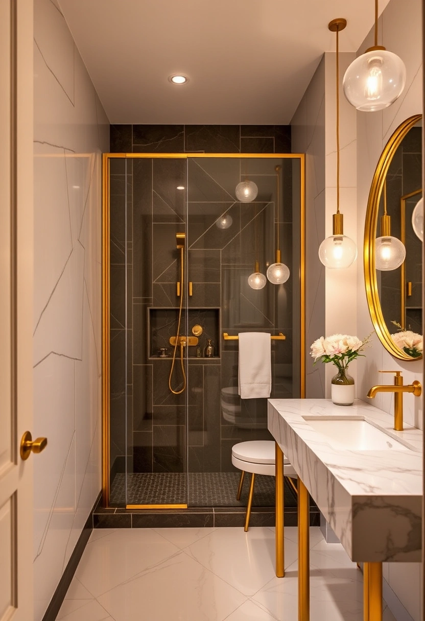 Bathroom gold accents ideas 8