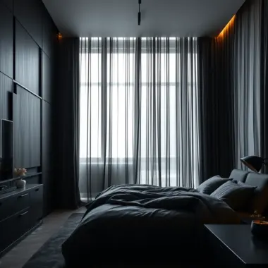 Bedroom black accent wall ideas 1