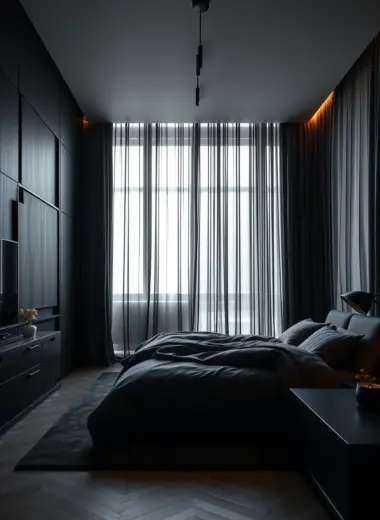 Bedroom black accent wall ideas 1