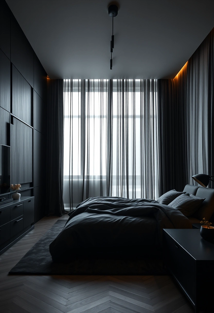 Bedroom black accent wall ideas 1