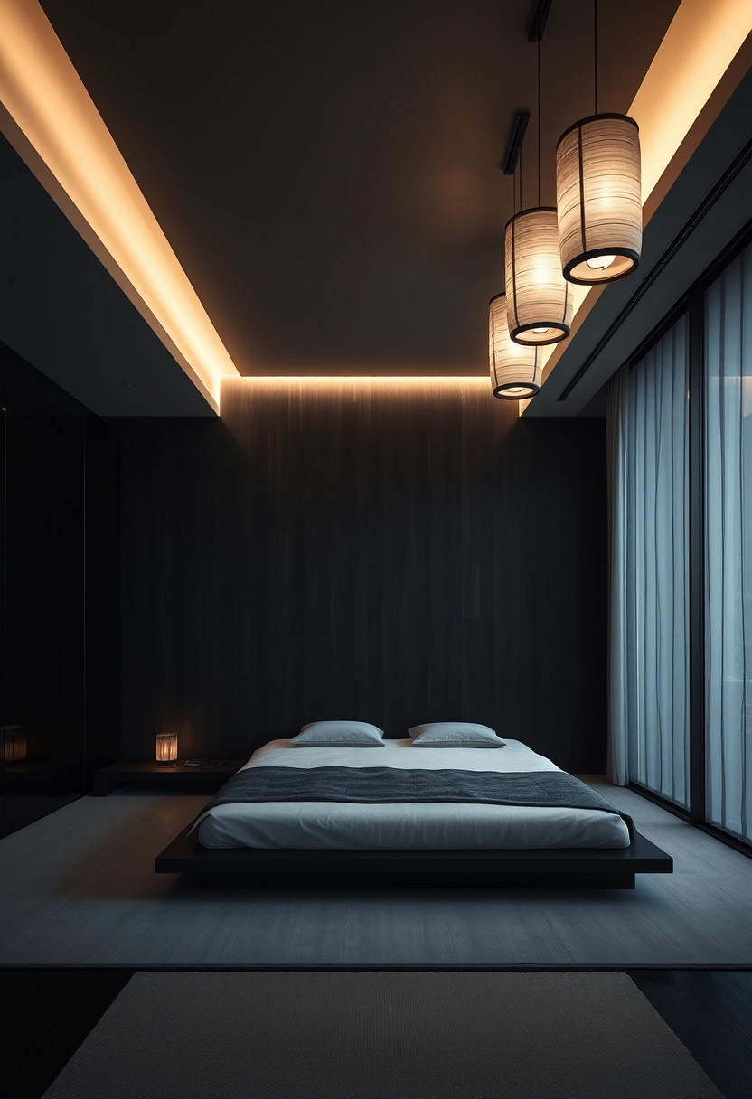Bedroom black accent wall ideas 10