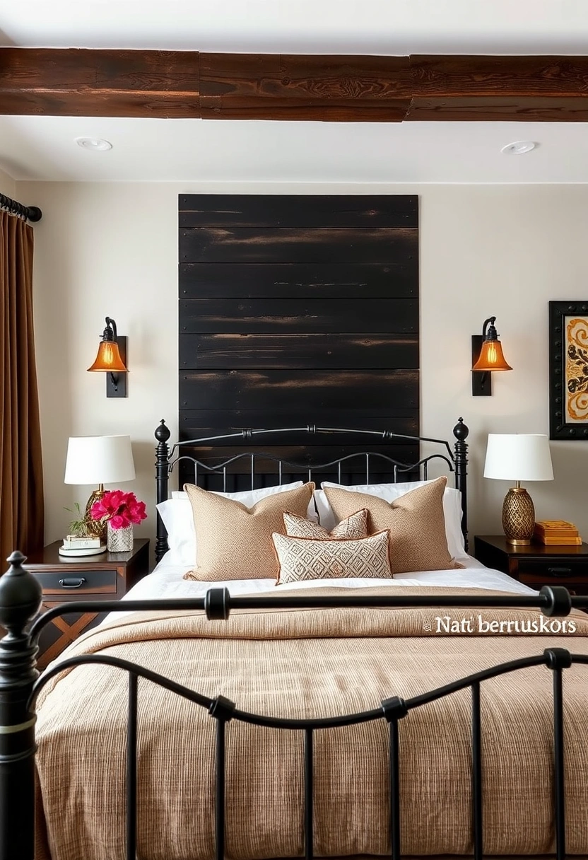 Bedroom black accent wall ideas 14