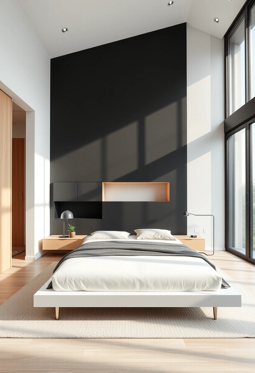 Bedroom black accent wall ideas 3