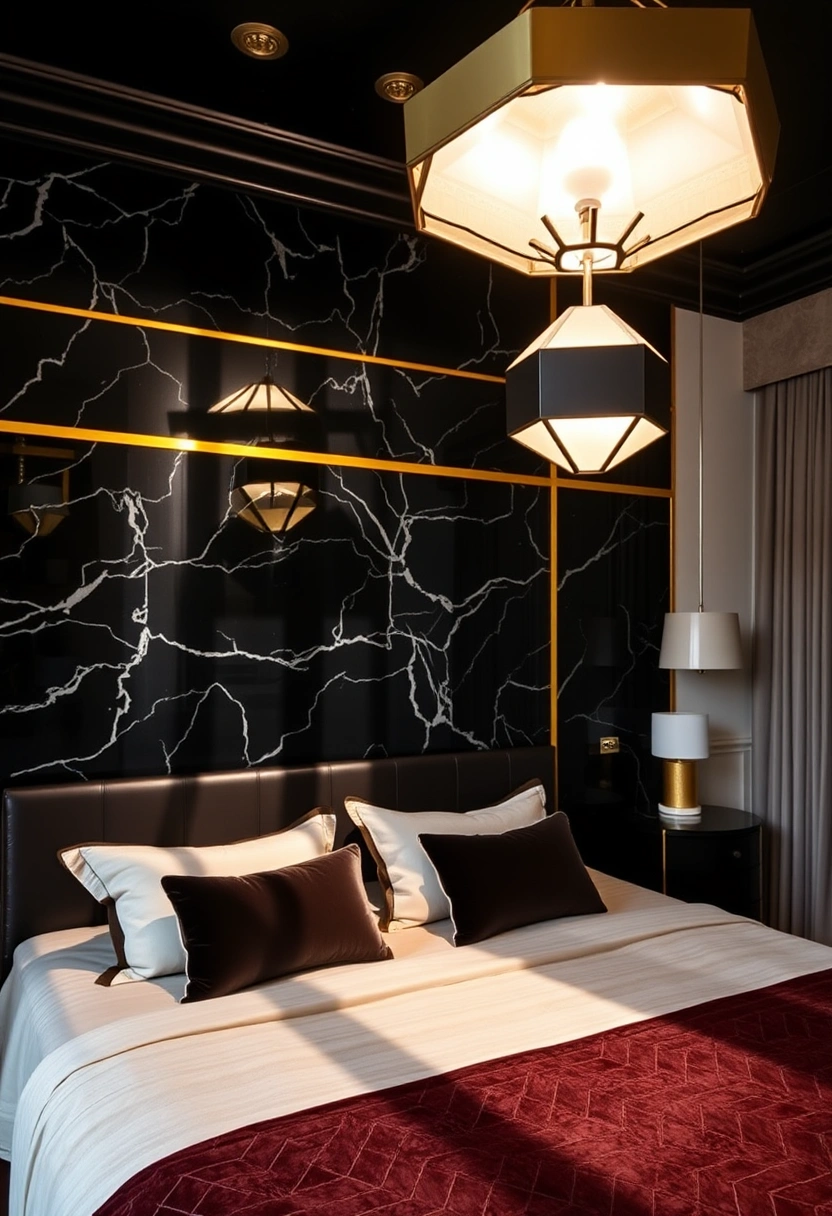 Bedroom black accent wall ideas 4