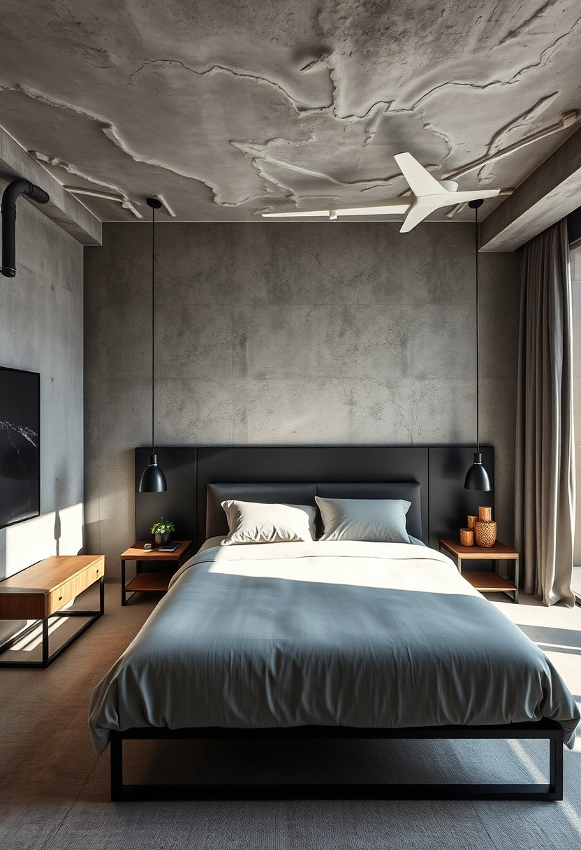 Bedroom black accent wall ideas 6