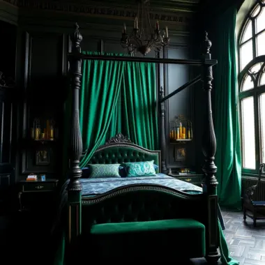 Black and dark green bedroom ideas 1