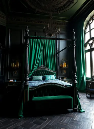 Black and dark green bedroom ideas 1