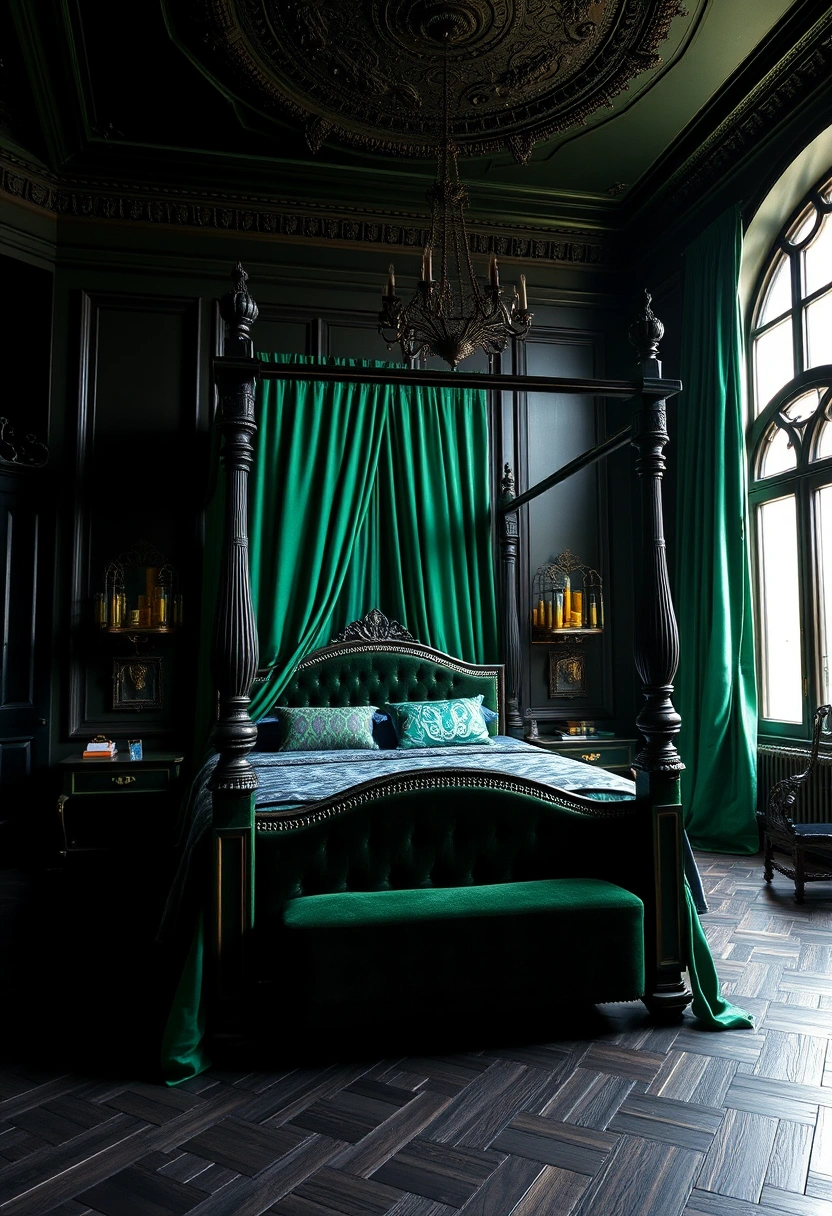 Black and dark green bedroom ideas 1