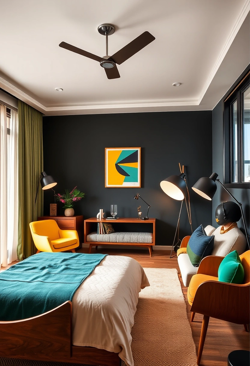 Black and dark green bedroom ideas 11