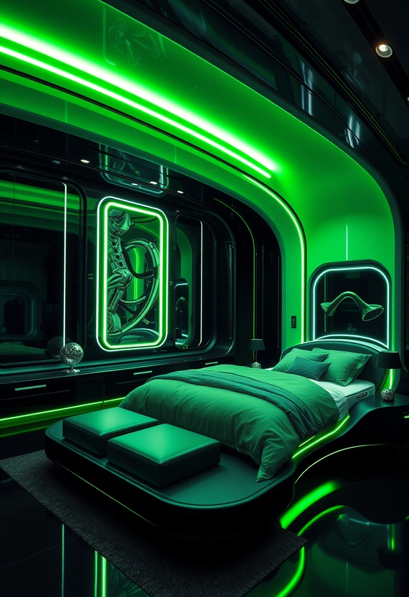 Black and dark green bedroom ideas 12