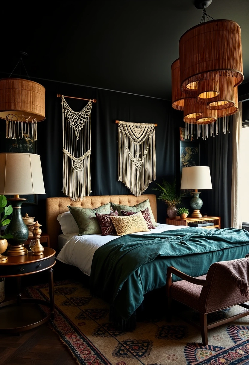 Black and dark green bedroom ideas 13