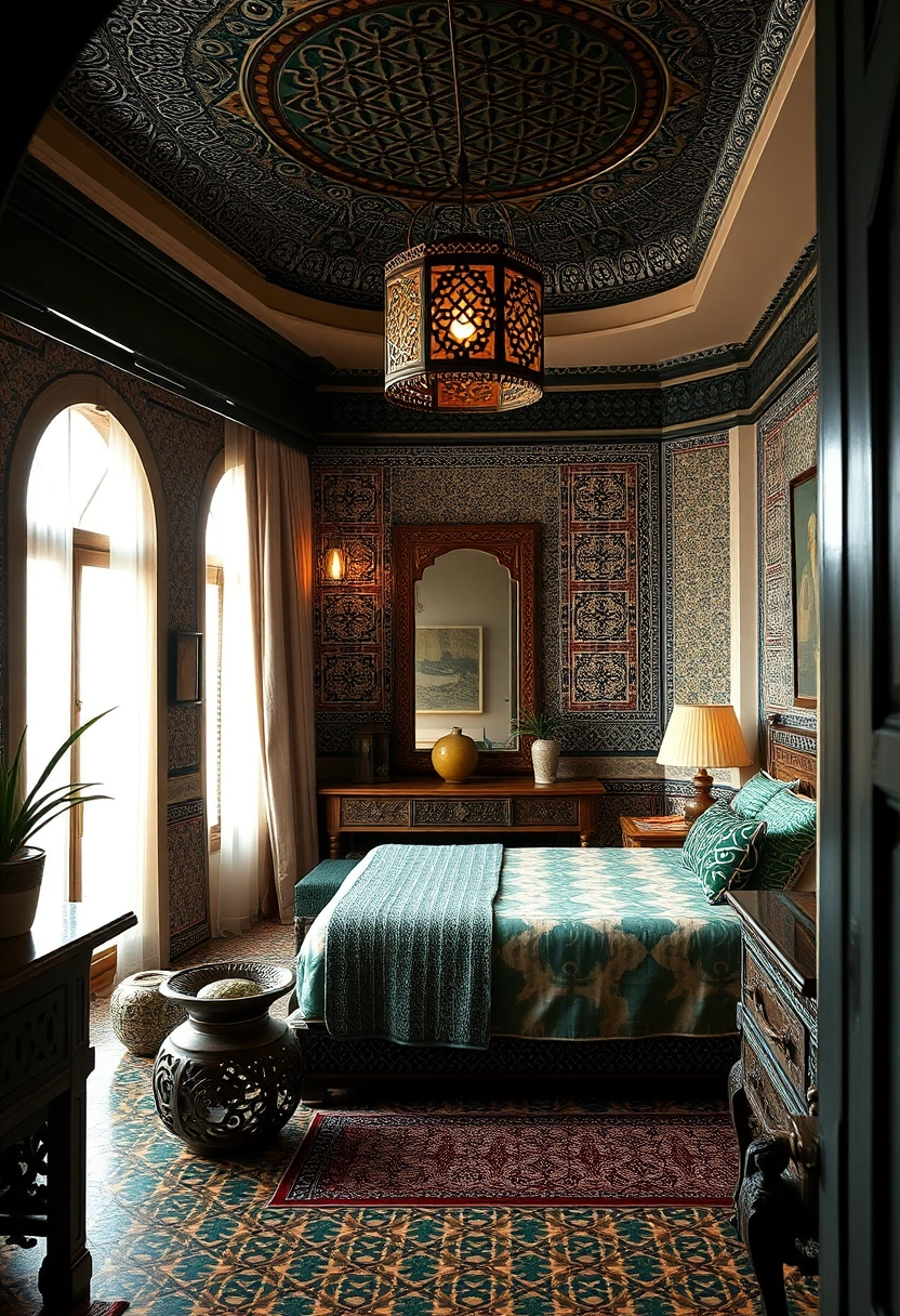 Black and dark green bedroom ideas 15