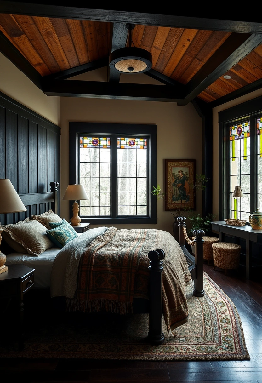 Black and dark green bedroom ideas 16