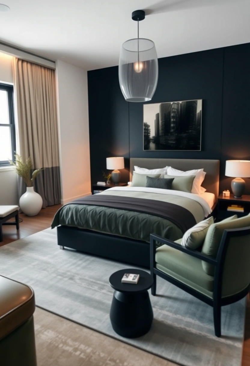 Black and dark green bedroom ideas 17