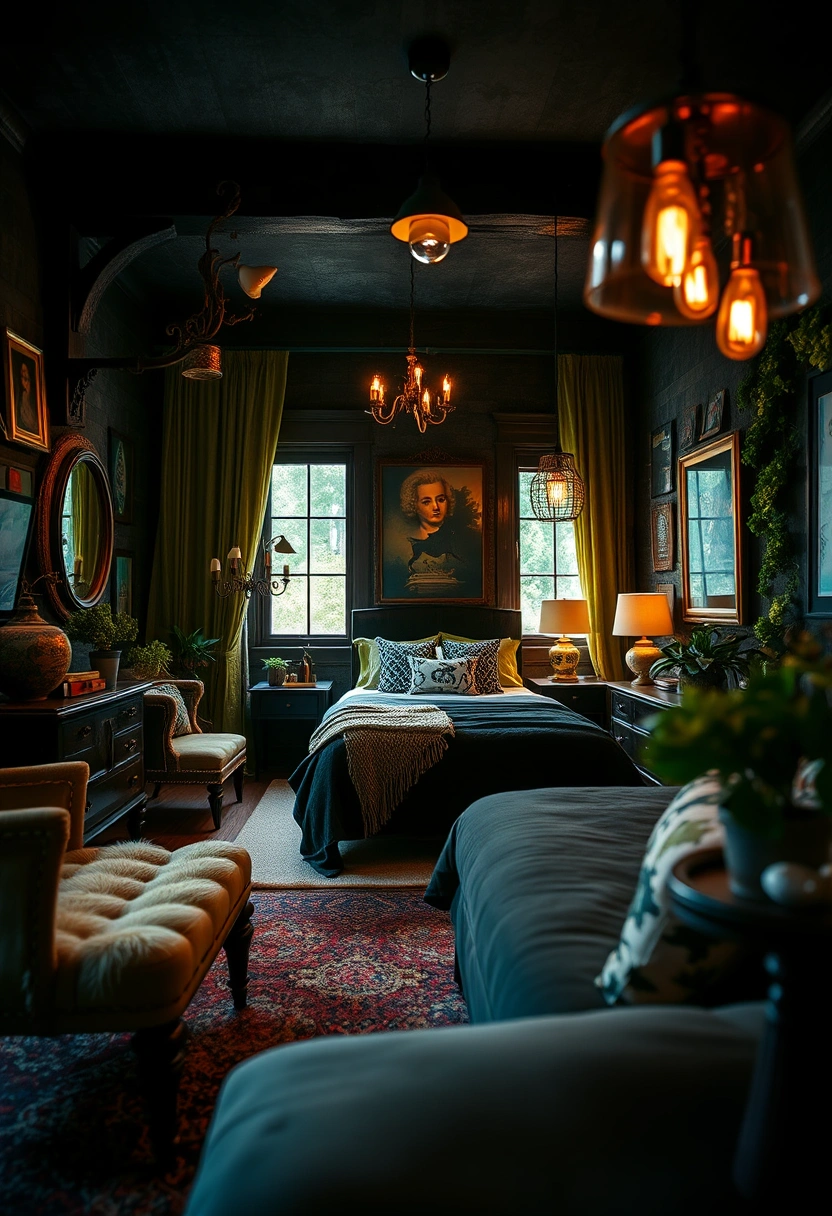 Black and dark green bedroom ideas 20