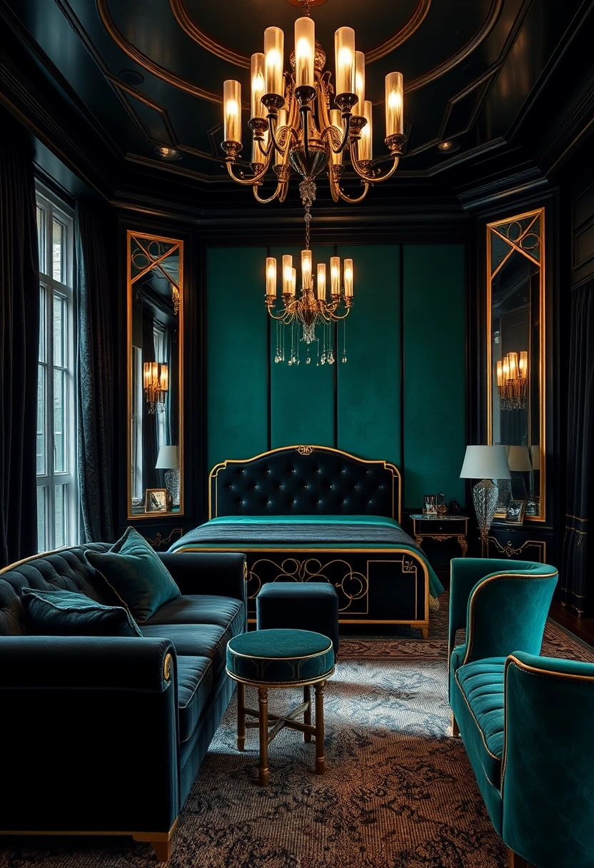 Black and dark green bedroom ideas 6