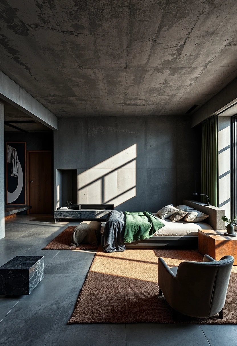 Black and dark green bedroom ideas 8