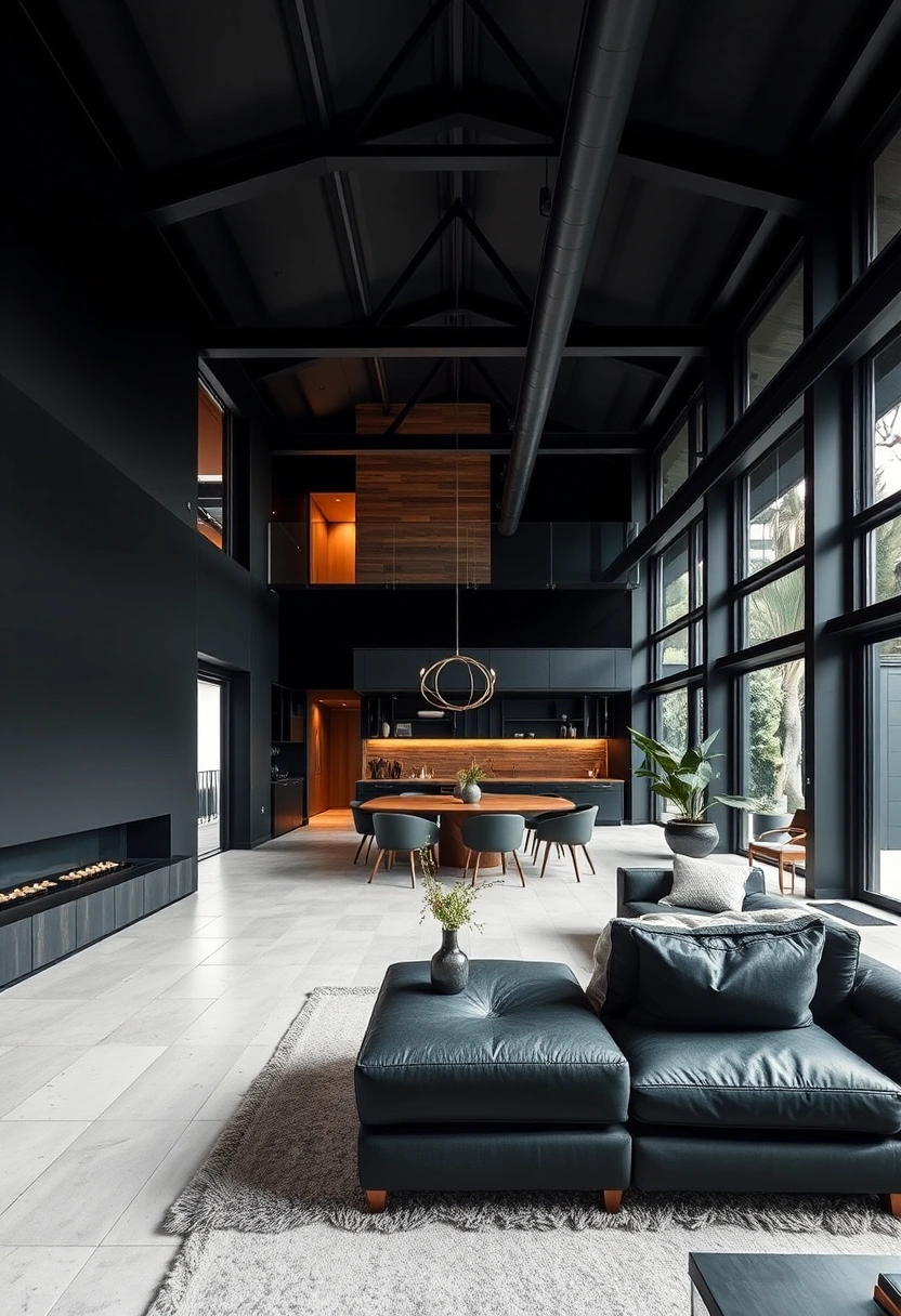 Black house exterior wood accents ideas 13