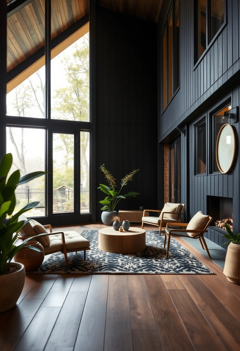 Black house exterior wood accents ideas 14