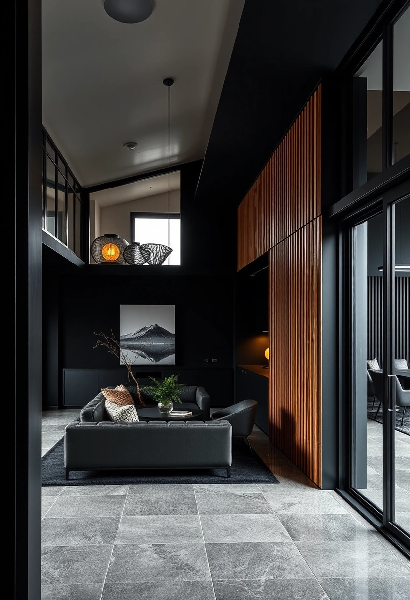Black house exterior wood accents ideas 17