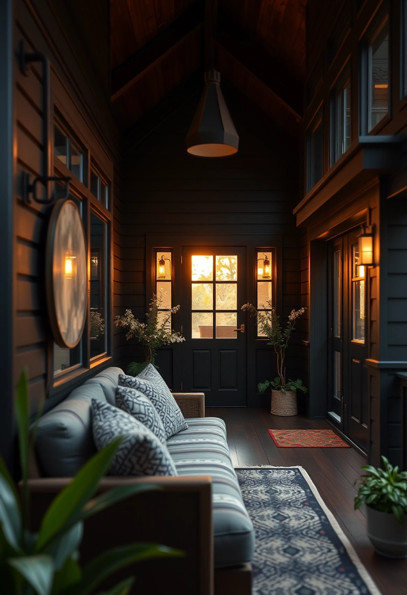 Black house exterior wood accents ideas 18