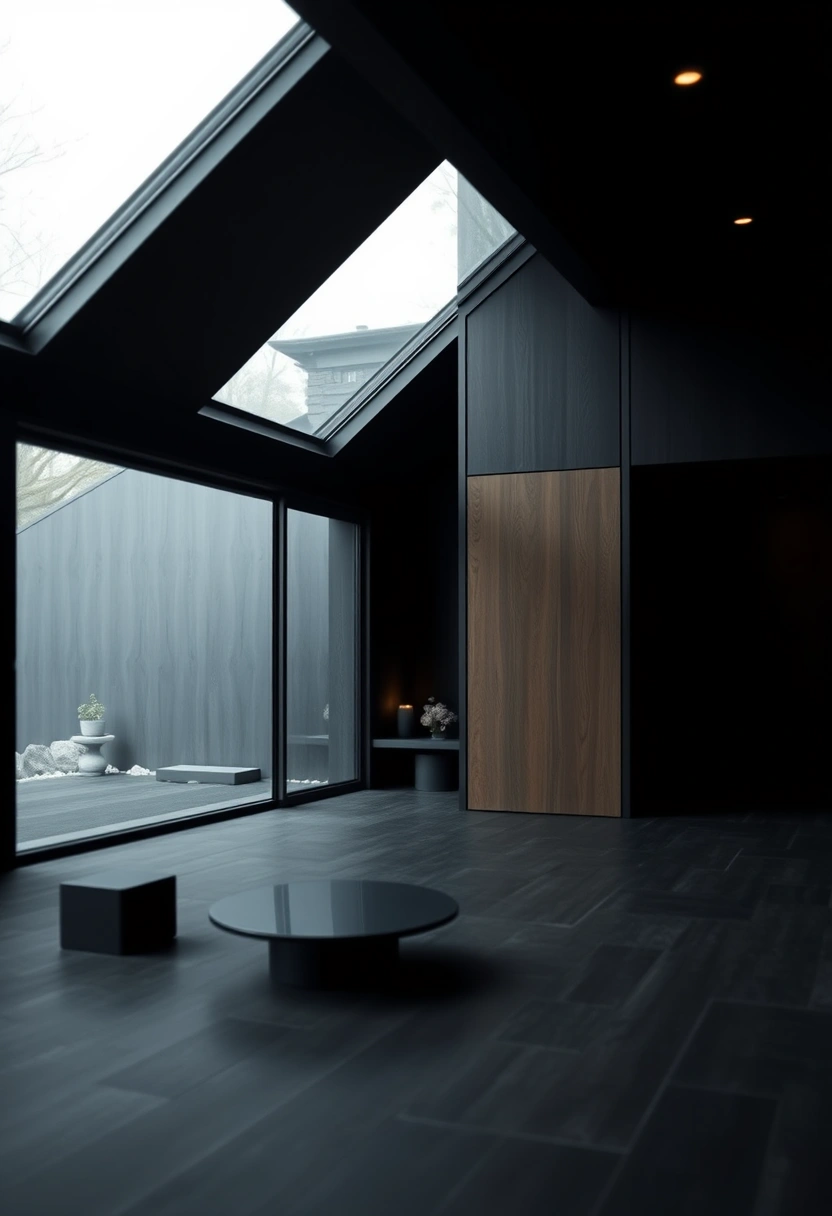 Black house exterior wood accents ideas 7