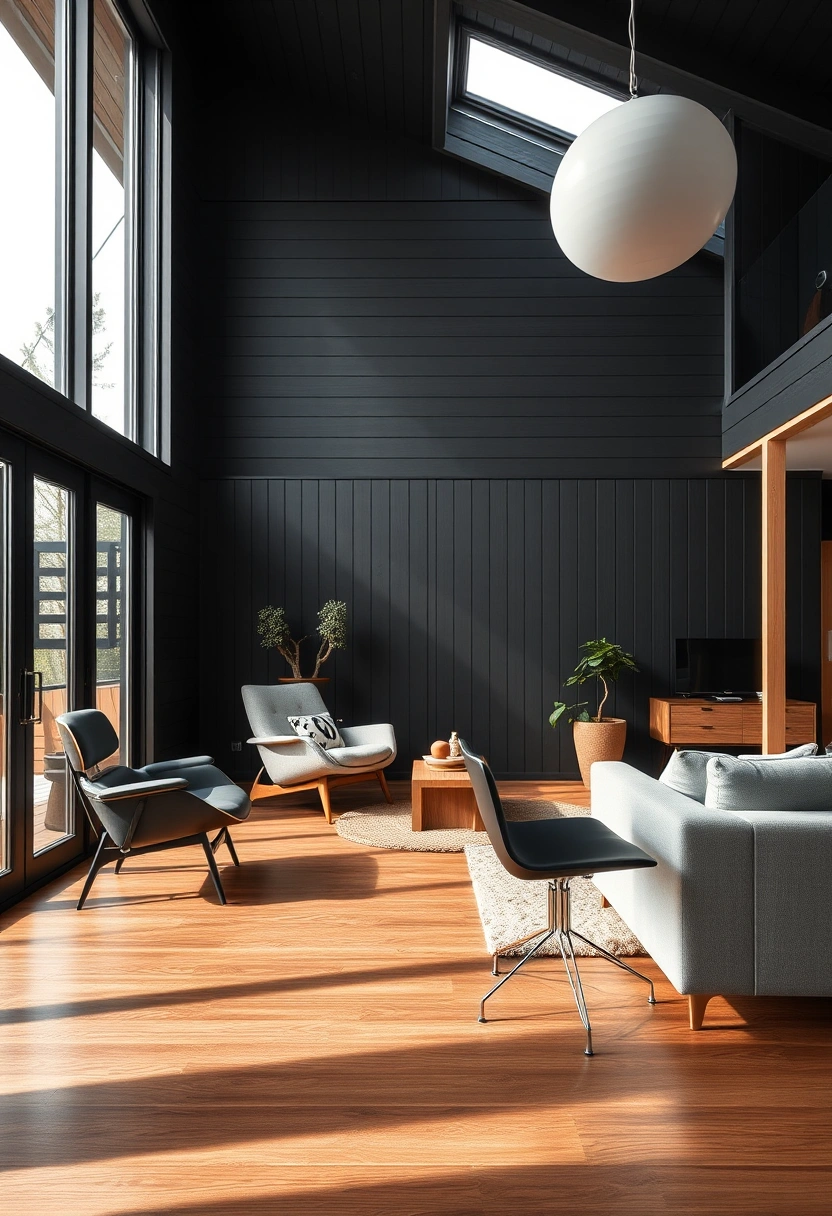 Black house exterior wood accents ideas 9