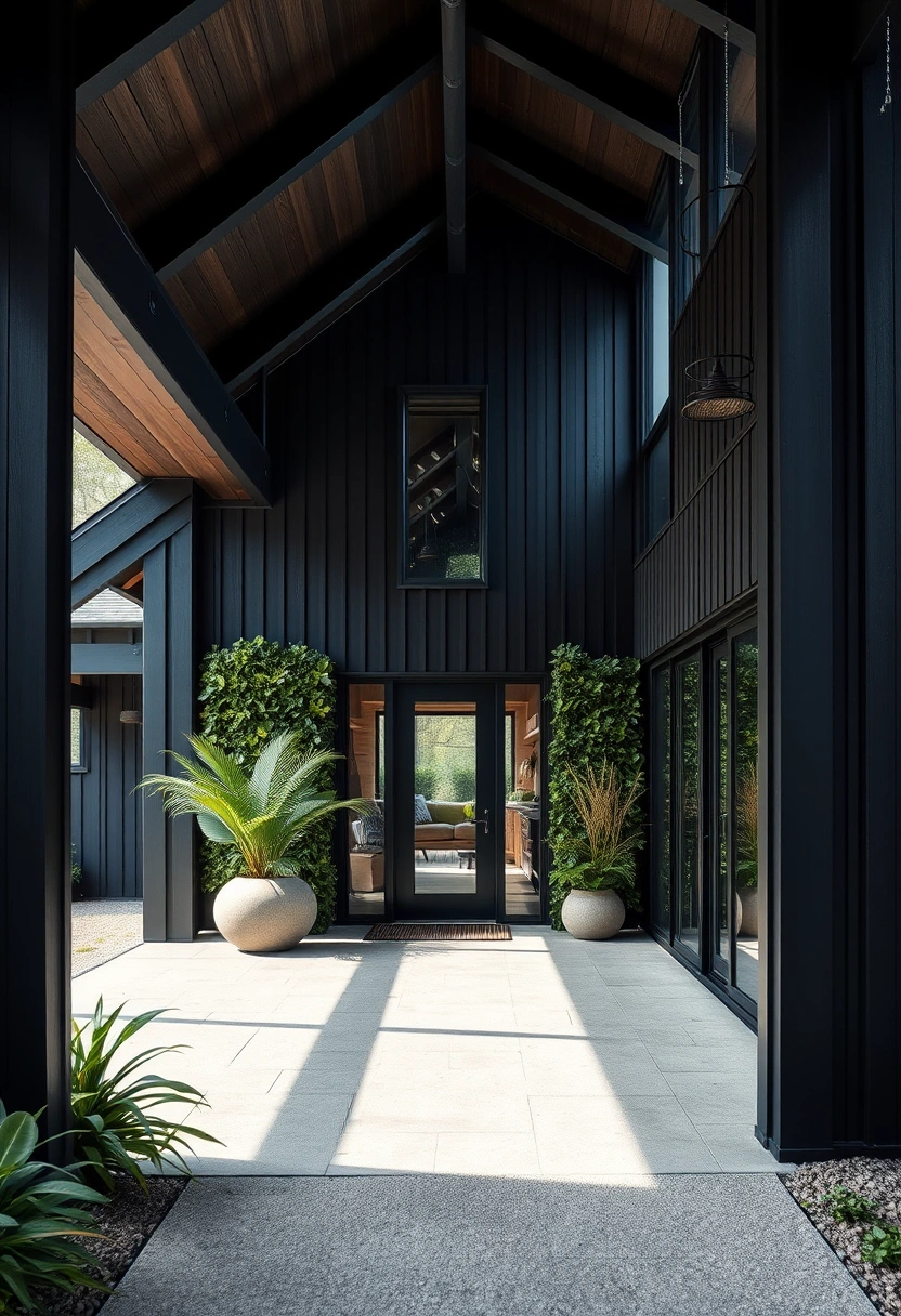 Black modern farmhouse exterior ideas 10