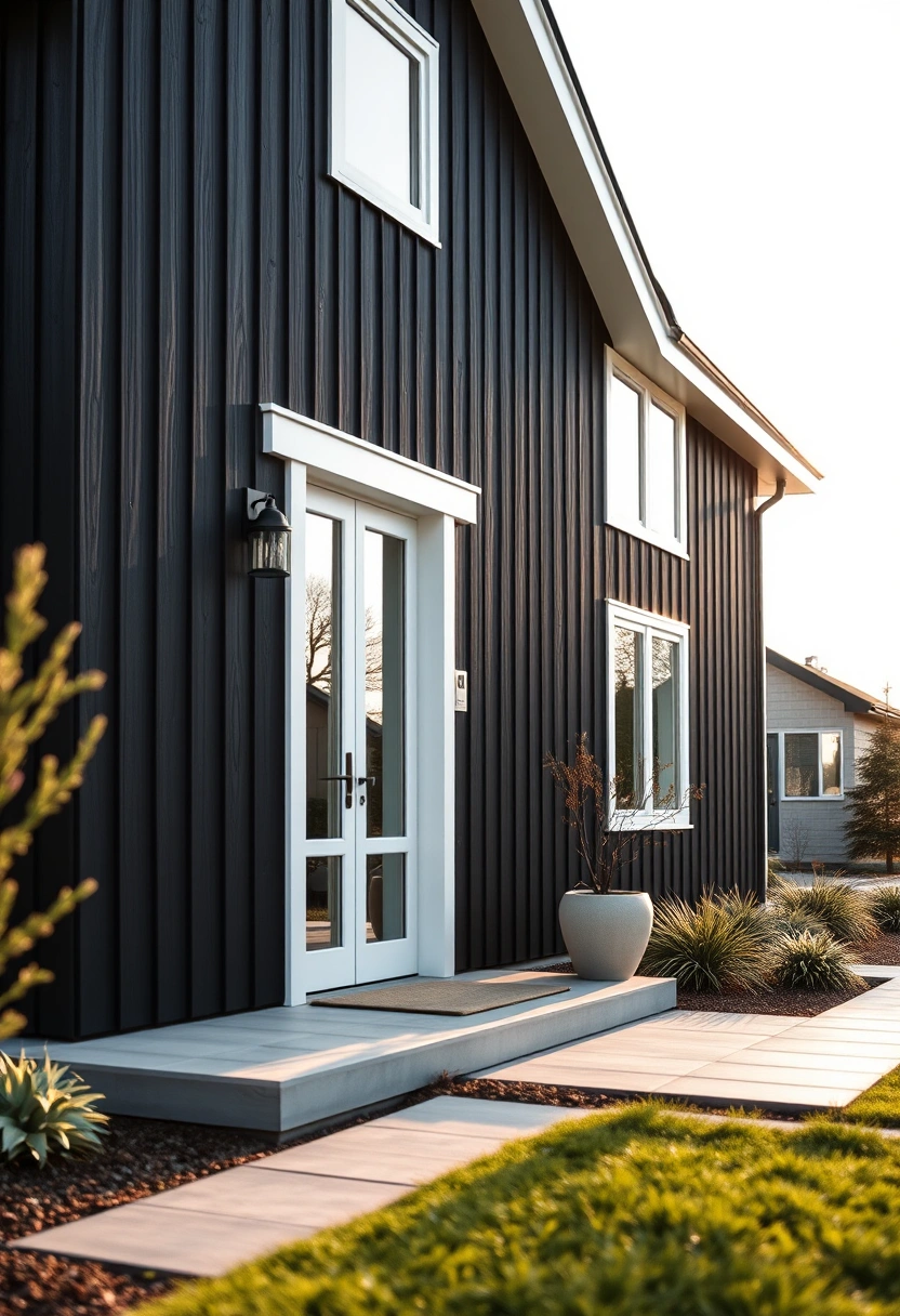 Black modern farmhouse exterior ideas 12
