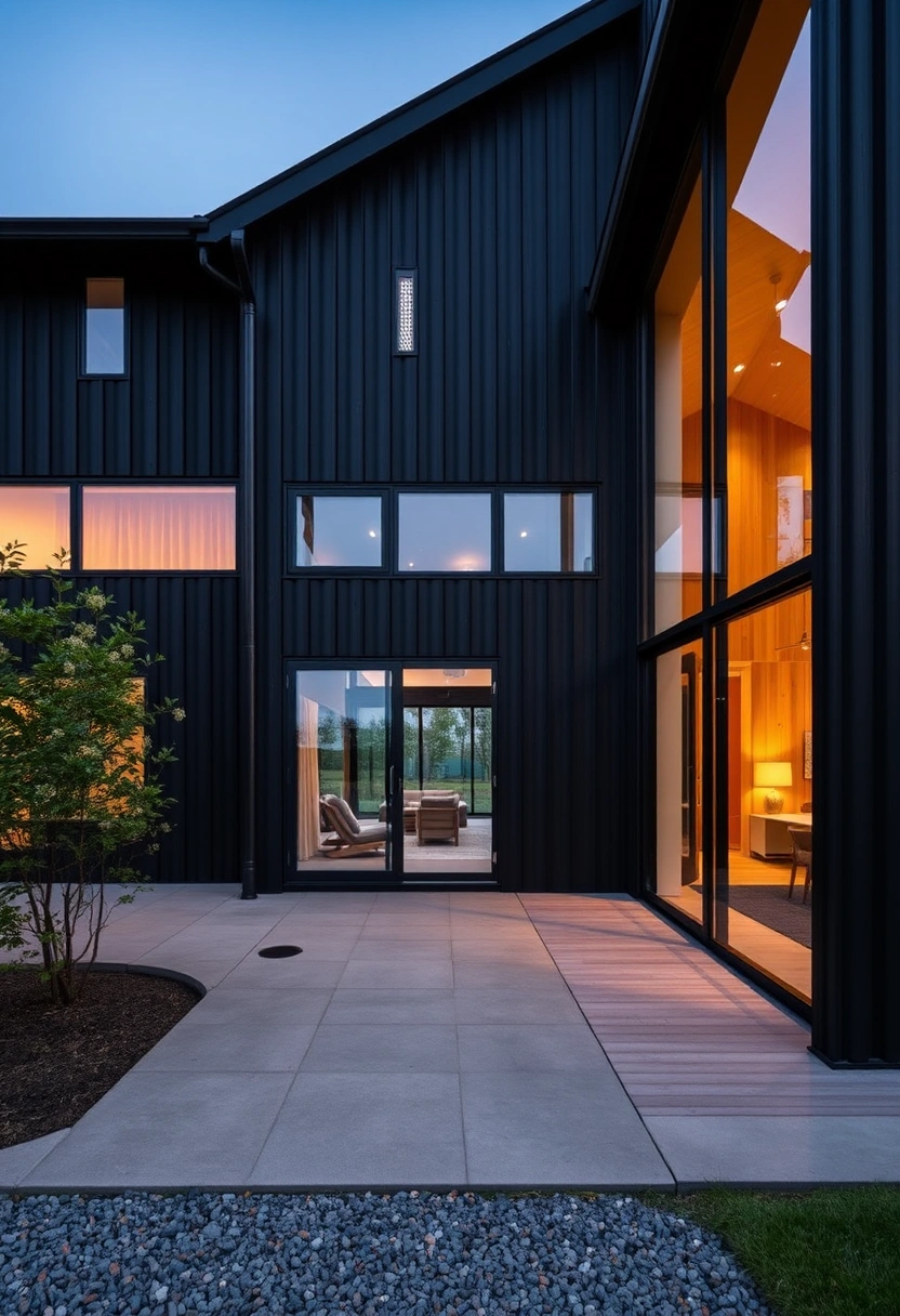 Black modern farmhouse exterior ideas 14