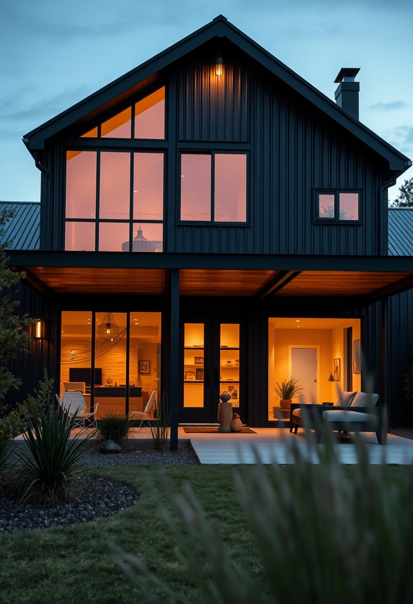 Black modern farmhouse exterior ideas 15