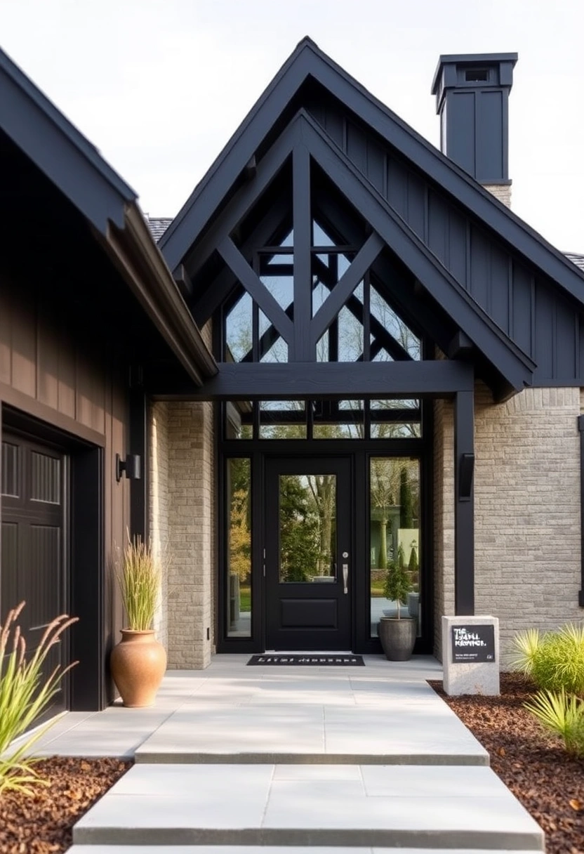 Black modern farmhouse exterior ideas 16