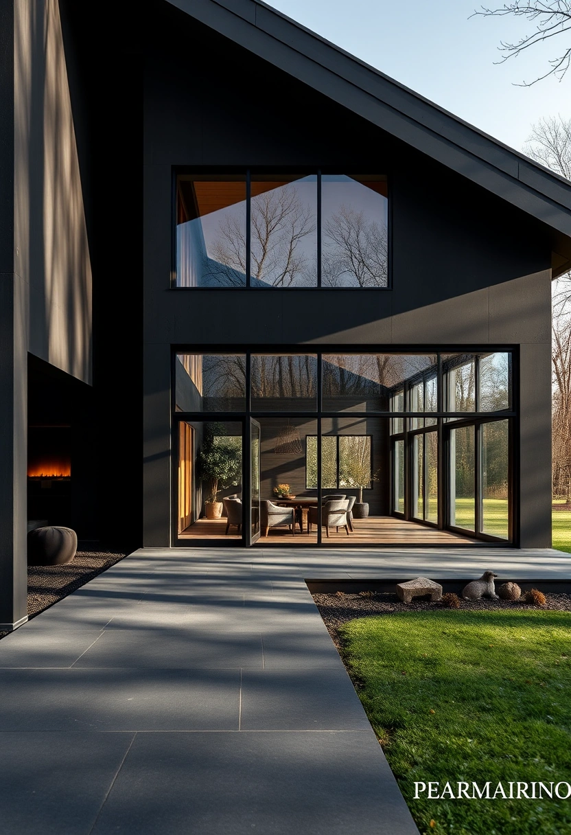 Black modern farmhouse exterior ideas 19