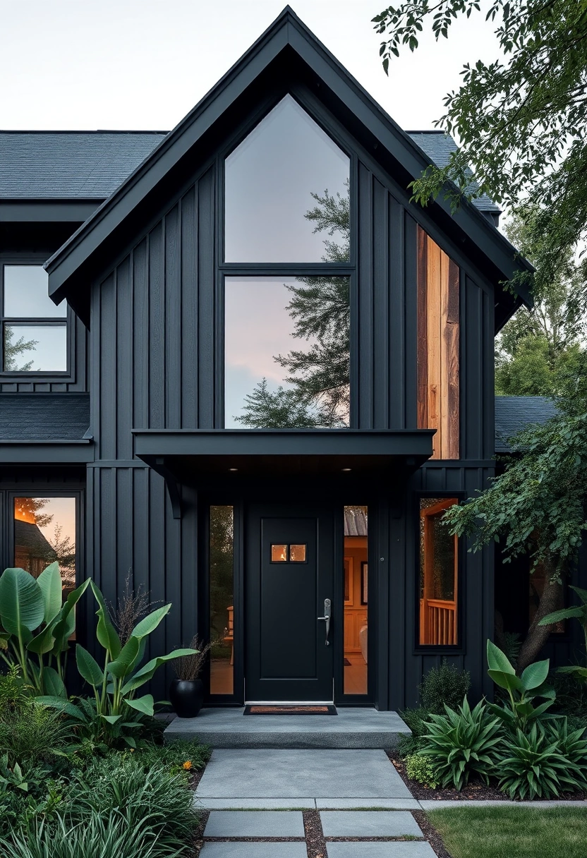 Black modern farmhouse exterior ideas 2