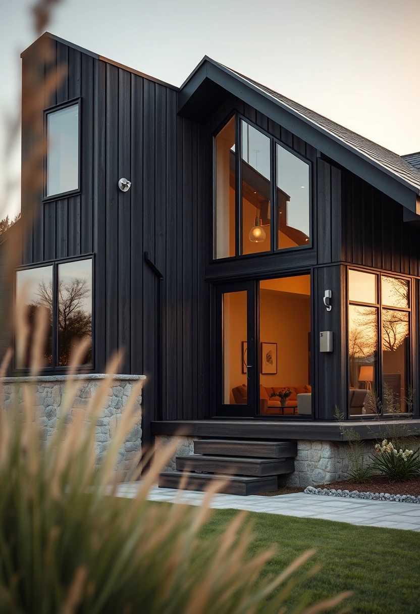 Black modern farmhouse exterior ideas 3