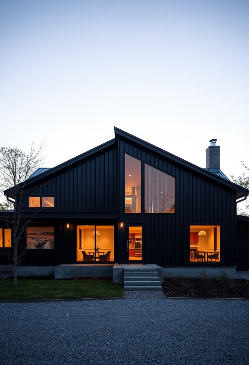 Black modern farmhouse exterior ideas 5