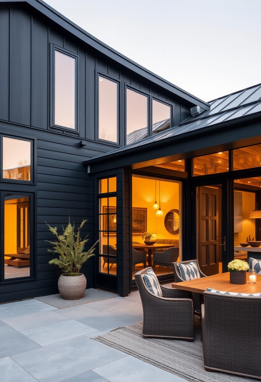 Black modern farmhouse exterior ideas 6