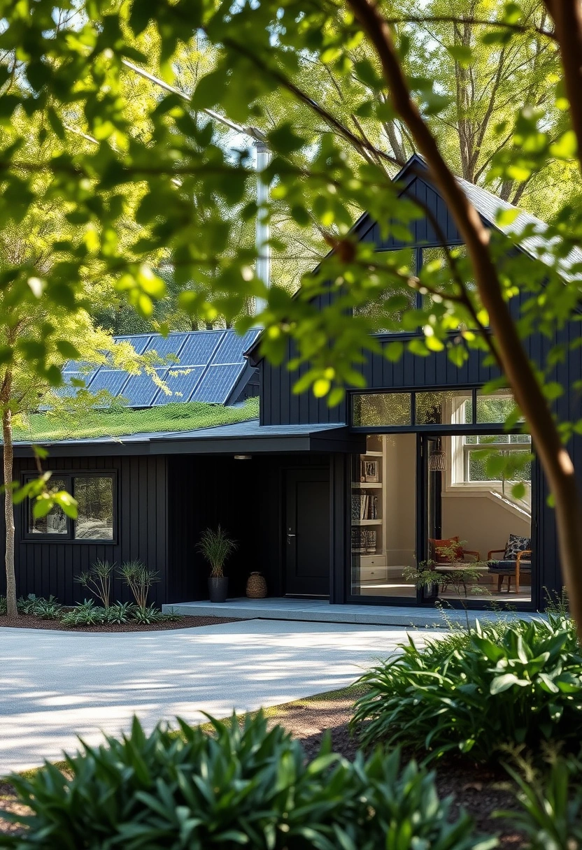 Black modern farmhouse exterior ideas 7