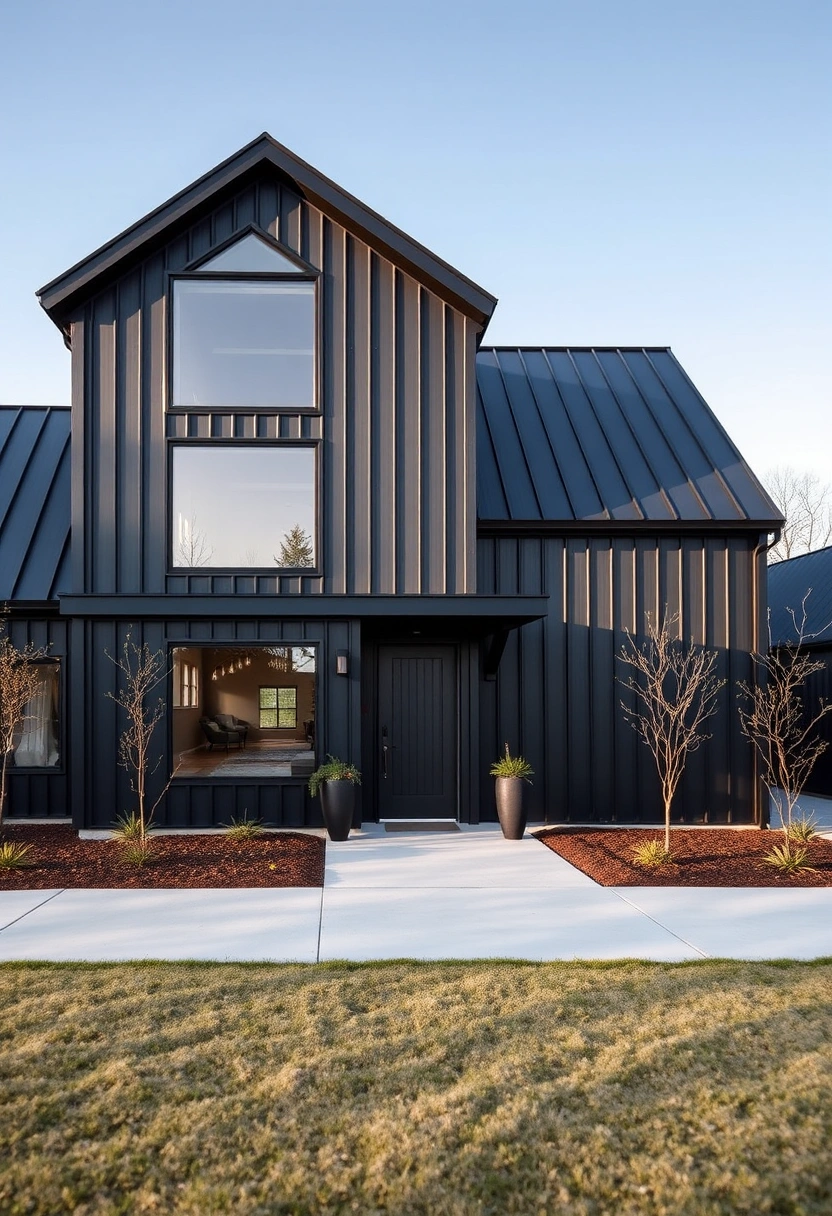 Black modern farmhouse exterior ideas 8