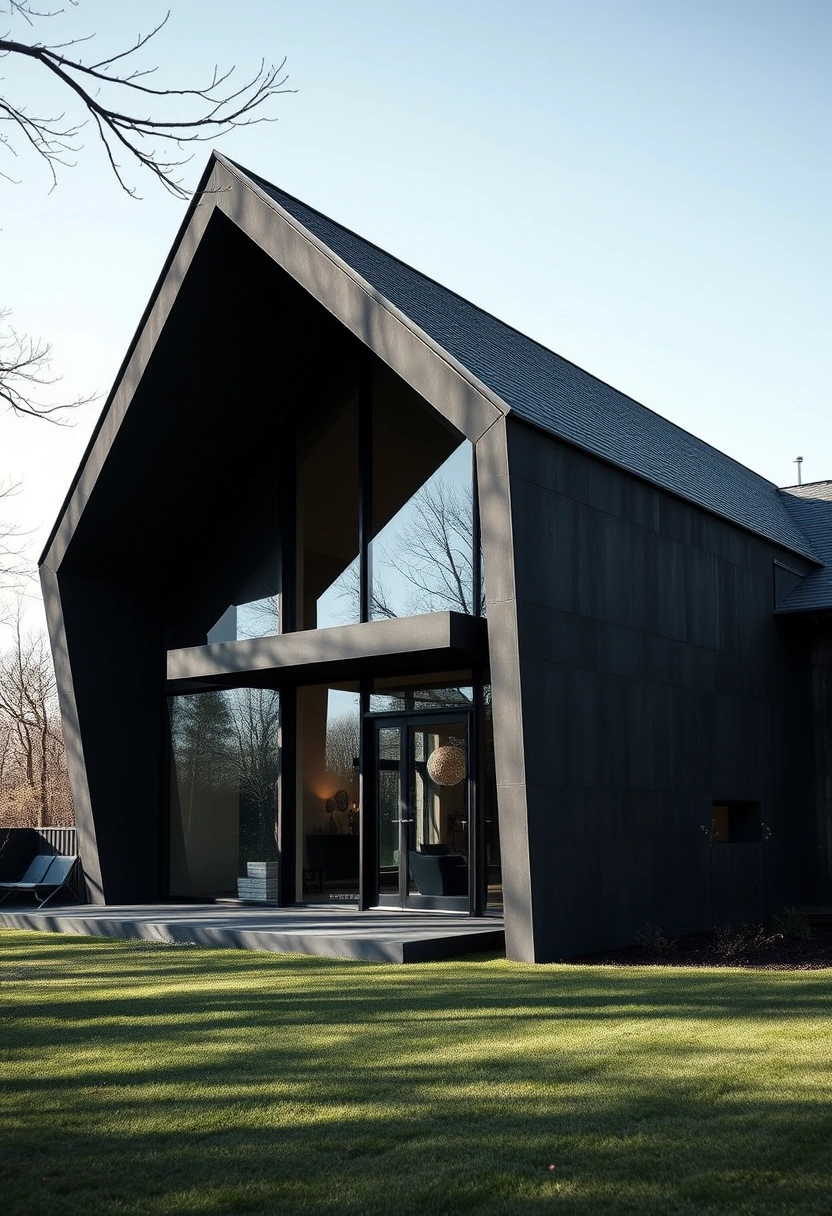 Black modern farmhouse exterior ideas 9