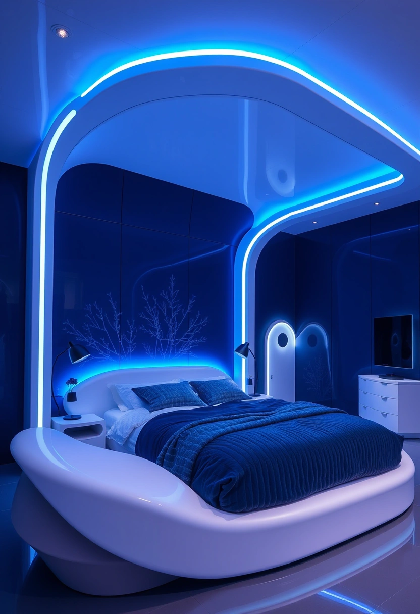 Blue and white bedroom ideas 18