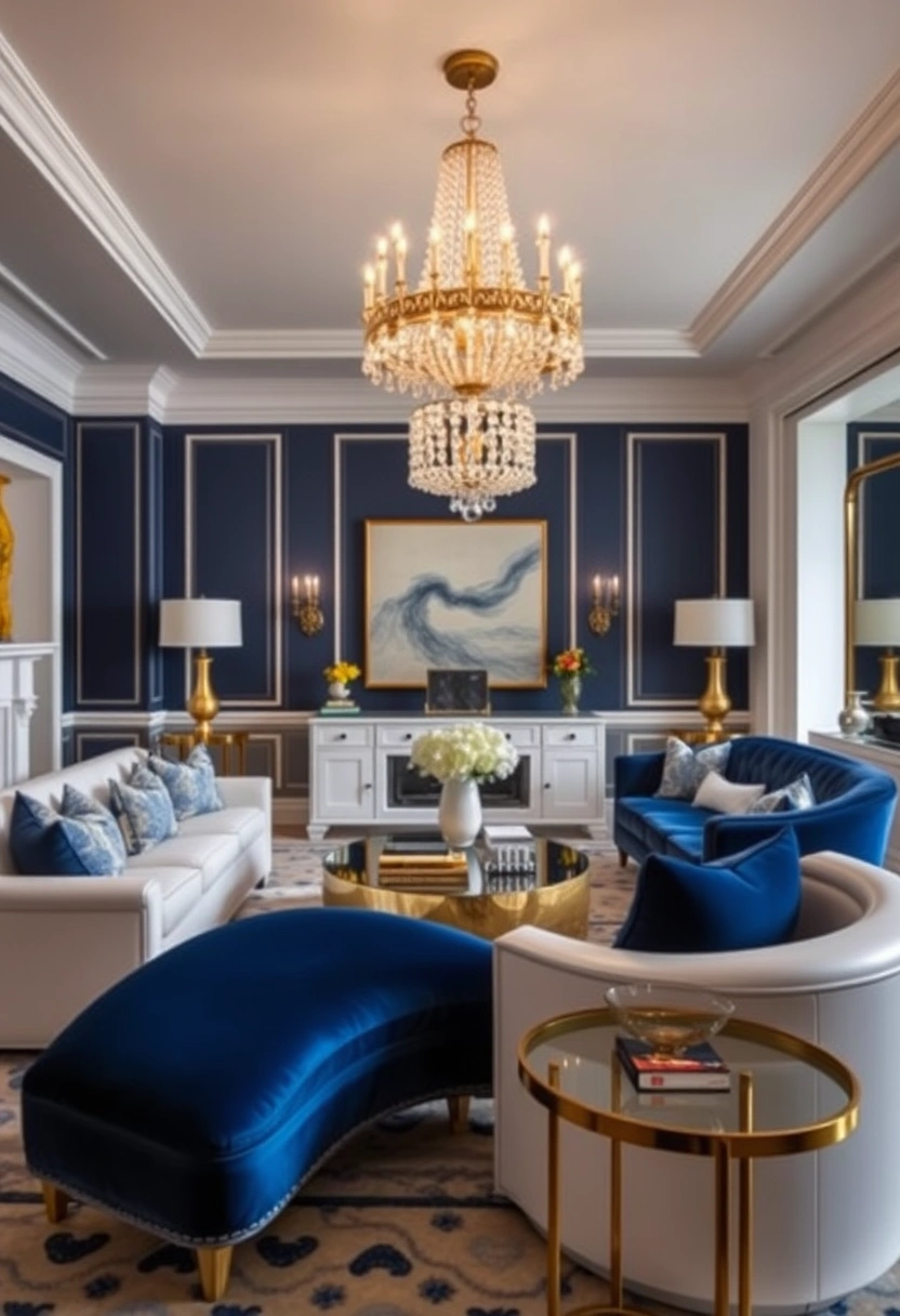 Blue and white living room ideas 10