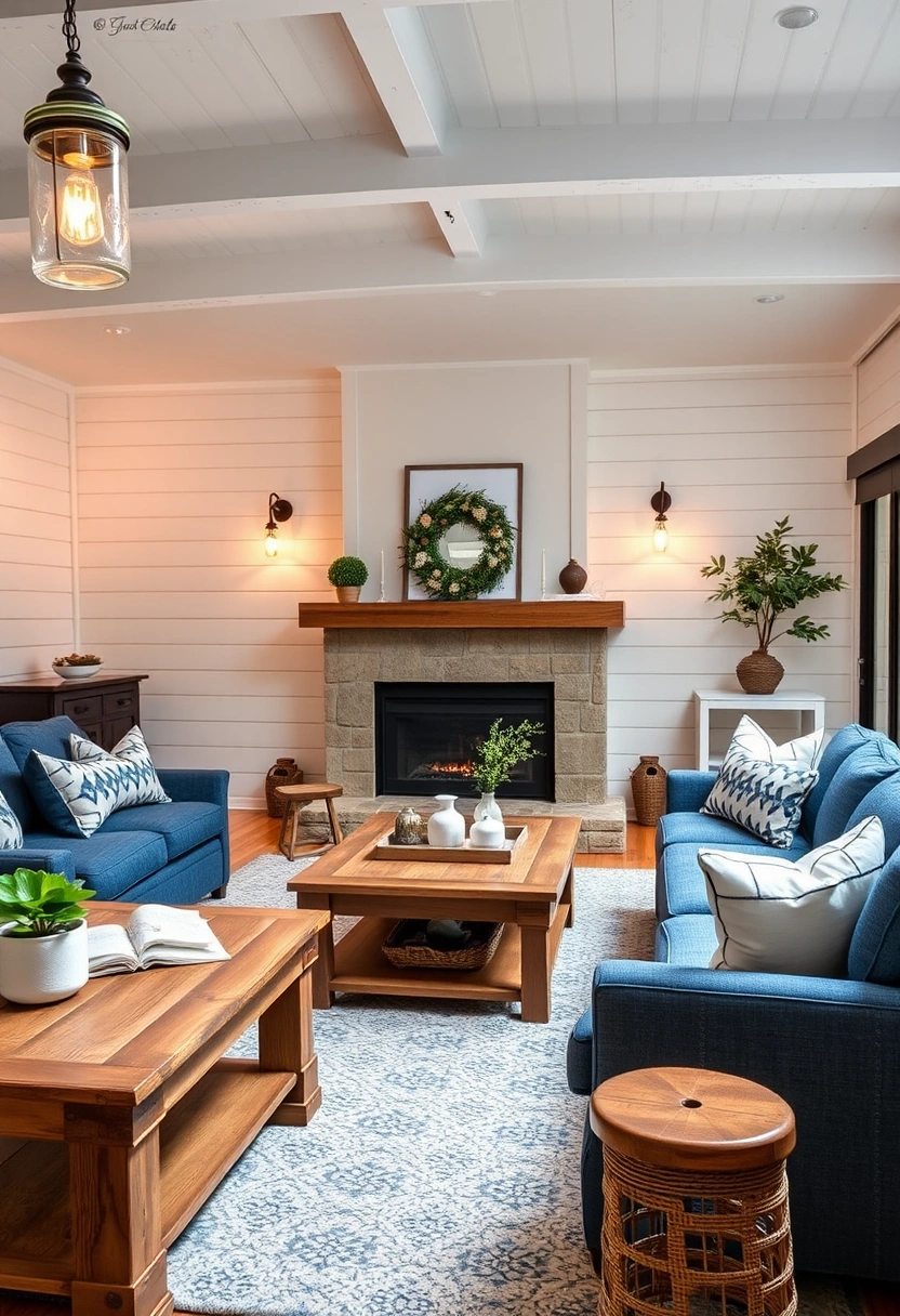 Blue and white living room ideas 13
