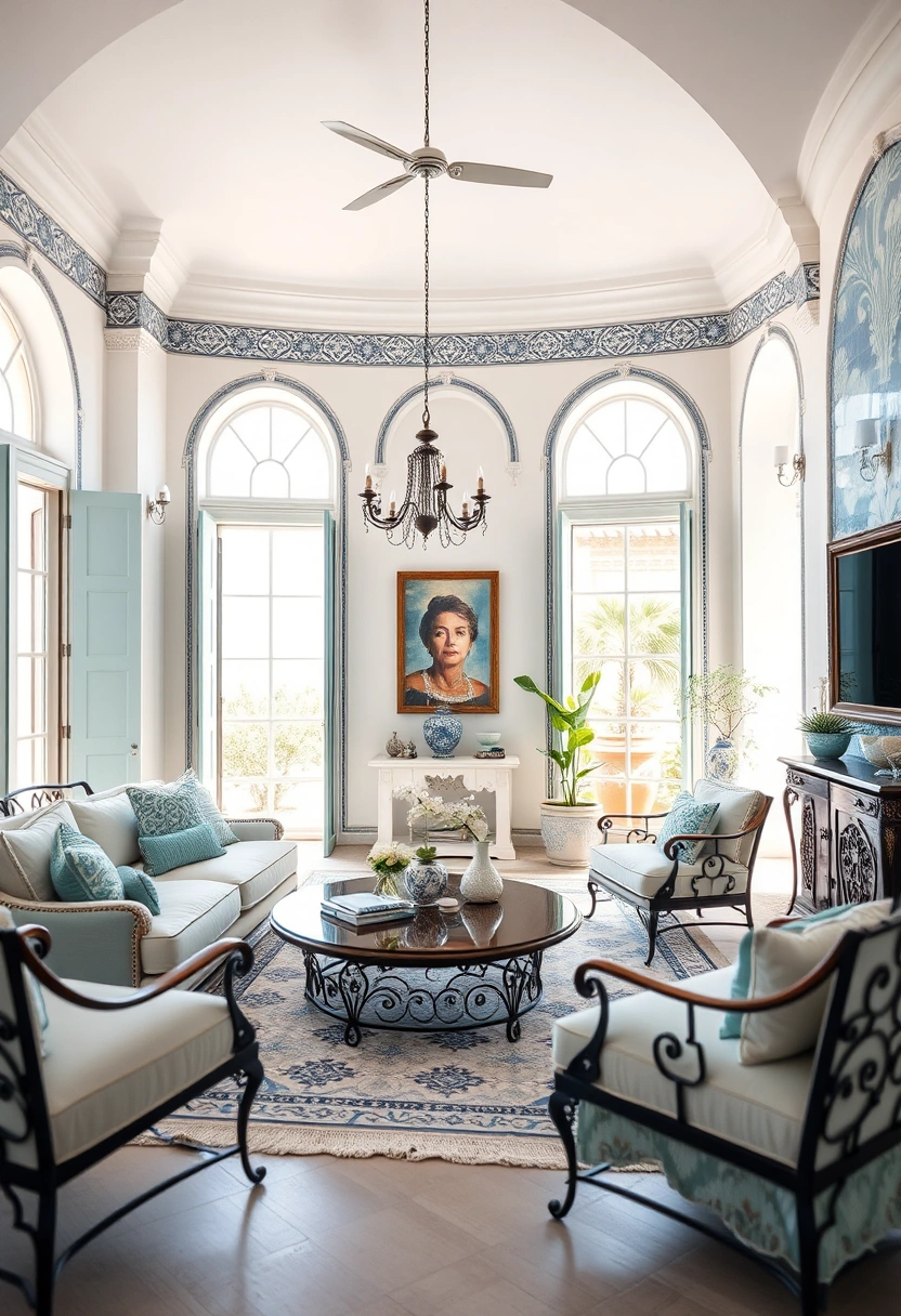 Blue and white living room ideas 17